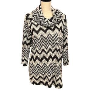 Dressbarn Mock Neck Black & White Sweater Size XL